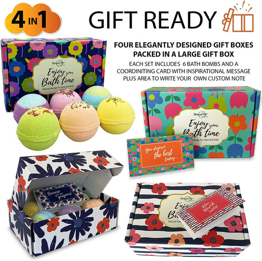 Bath Bombs for Women Gift Set - 24 Natural and Organic Bath Bombs with Essential Oils & Moisturizing Shea Butter, Spa Birthday Gift, Selfcare Gifts, Women, Teen Girls, Bridesmaid Gift