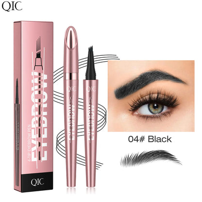 4 Point Liquid Eyebrow Pencil Waterproof Dark Brown Fork Tip Eyebrow Pencil Tattoo Fine Sketch Liquid Eyebrow Pen Makeup Tool