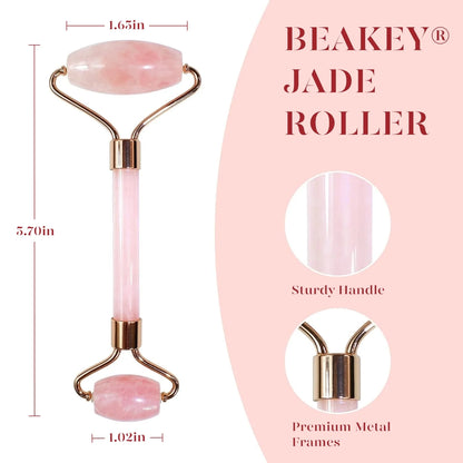 Jade Roller & Gua Sha, Natural Jade Face Roller Facial Skin Care Skin Toning Devices, Pink