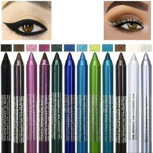 12 Color Eyeliner Pencil Complimentary Pen Sharpener Makeup Matte Lipliner Sweat Resistant High Shine Pearl Smoky Punk Goth Eyeshadow Pens Cosmetic Halloween