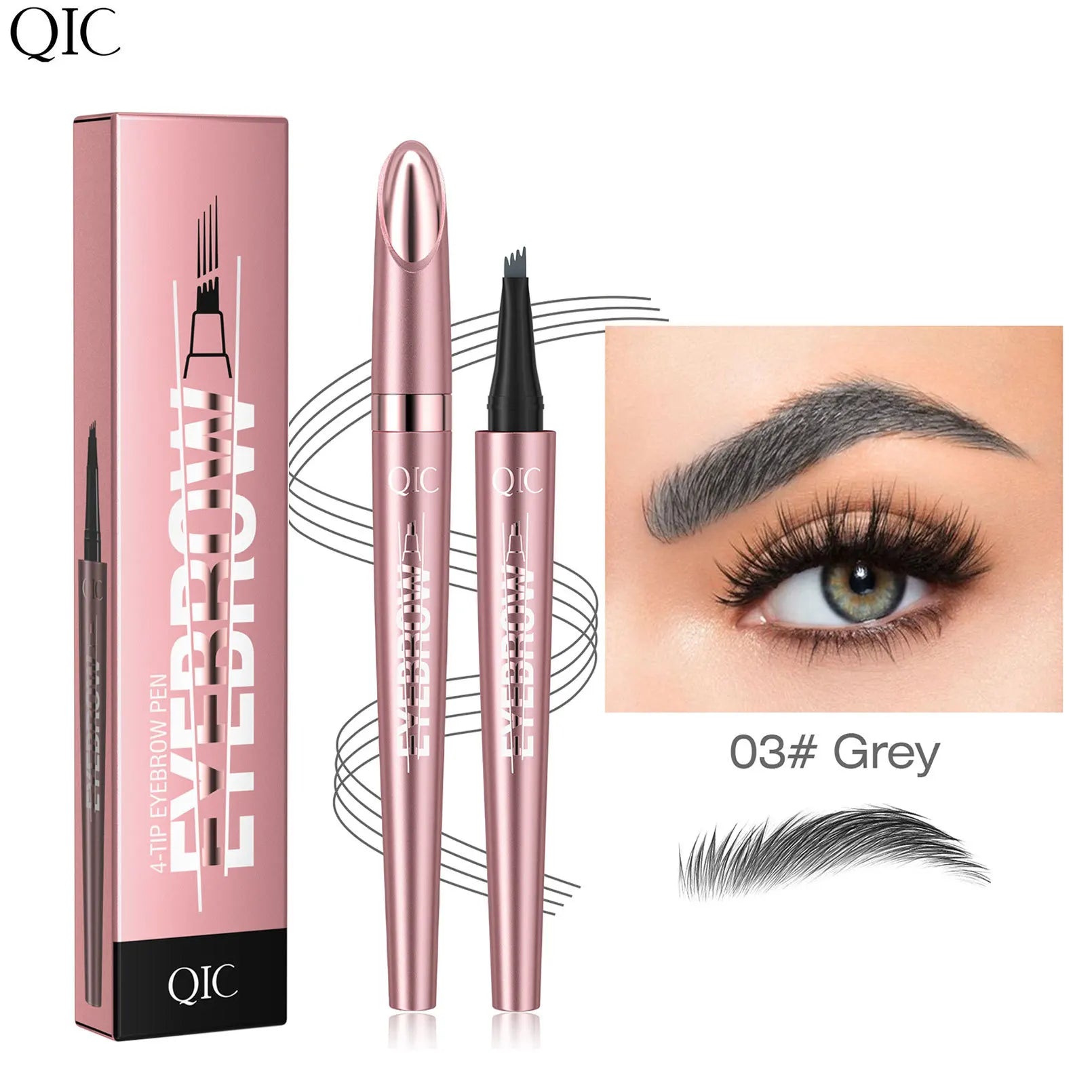 4 Point Liquid Eyebrow Pencil Waterproof Dark Brown Fork Tip Eyebrow Pencil Tattoo Fine Sketch Liquid Eyebrow Pen Makeup Tool