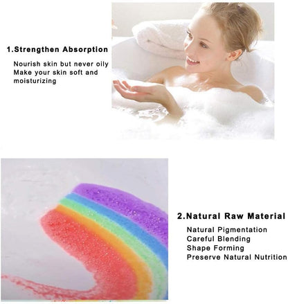 Rainbow Bath Bombs, Handmade Cloud Fizzy Spa Bath Bombs with Skin Moisturizing Ingredients, Bubble Bath Bombs Gift Set for Kids and Women