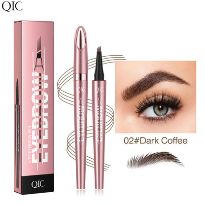 4 Point Liquid Eyebrow Pencil Waterproof Dark Brown Fork Tip Eyebrow Pencil Tattoo Fine Sketch Liquid Eyebrow Pen Makeup Tool